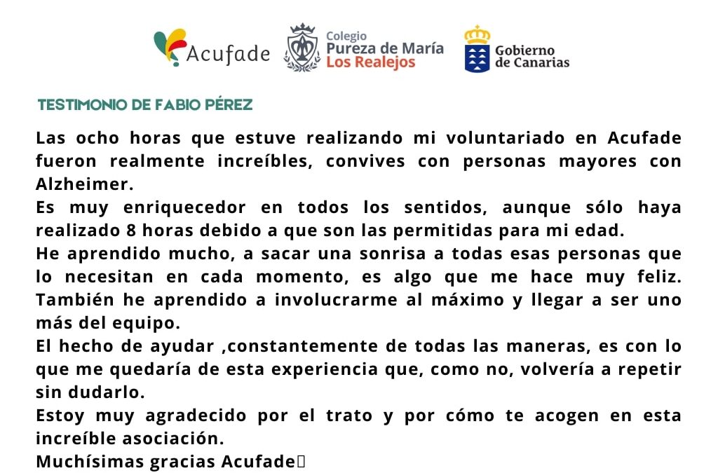 Testimonio de Fabio Pérez, un voluntario de ACUFADE